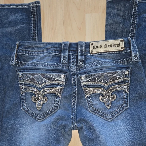 Rock Revival Women's Mid Rise Boot Sapphire Jeans Size 26 - Picture 2 of 12